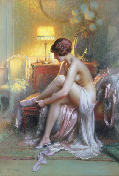 Mulher jovem, (pastel) de Delphin Enjolras